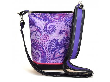 Crossbody kabelka - fialové ornamenty