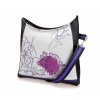 Crossbody černá kabelka - Fialový květ