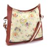Crossbody hnědá kabelka - Barevné květy