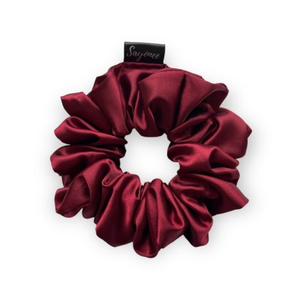 Vínová saténová mini  scrunchie
