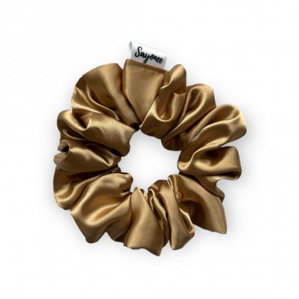 Bronzová saténová mini scrunchie