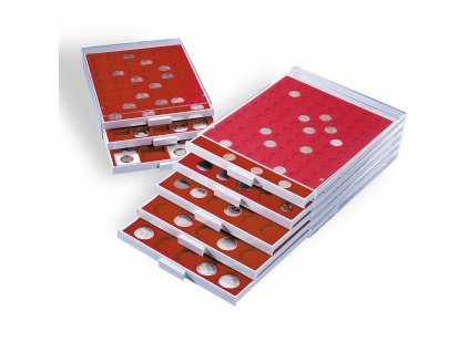 Boxy na mince, čtvercové, červené (Velikost 1 pole 48 x 48 mm)