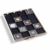 coin box quadrum 20 square compartments 50 x 50 mm smoke coloured with black drawer