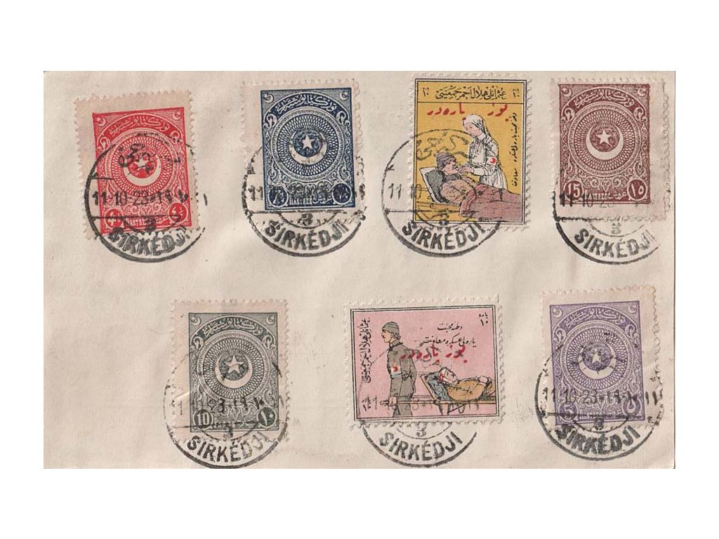 1923, DR Sirkedji, lístek s dekorativní frankaturou, stopy stáří