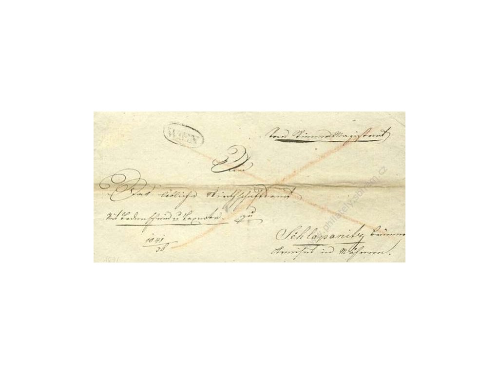 Wien, skládaný dopis z roku 1826