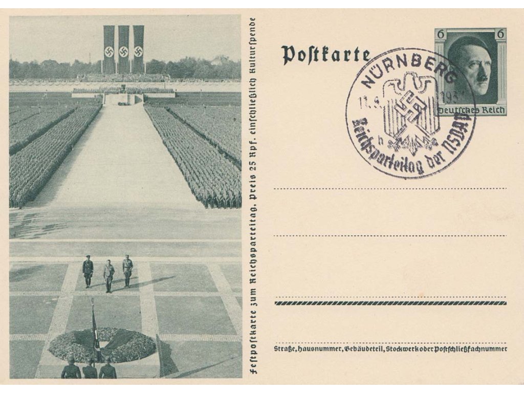 1937, Nürnberg, Reichsparteitag der NSDAP, dopisnice P 264, néprošlé