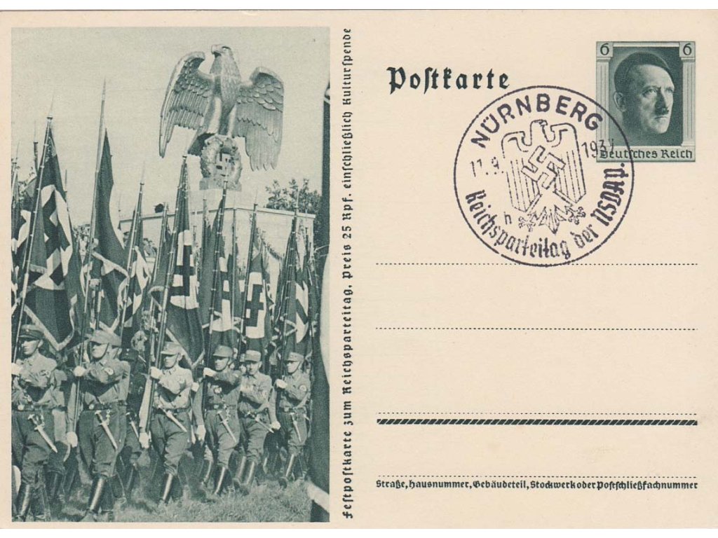 1937, Nurnberg, Reichsparteitag der NSDAP, dopisnice, dv