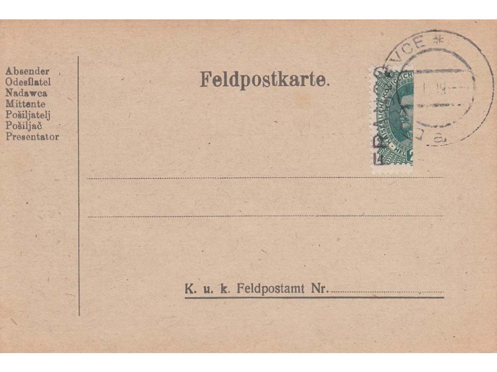 1919, DR Doudlevce 30.1.1919, lístek vyfr. provizorní známkou, neprošlé