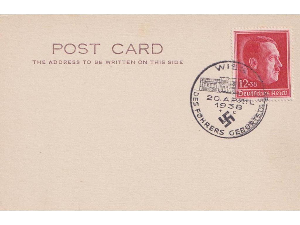 1938, Wien, Des führers geburtstad, pamětní lístek, neprošlé