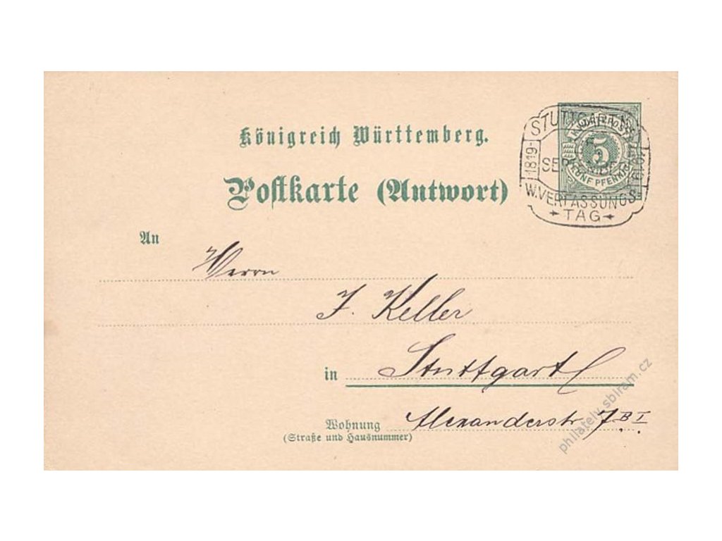 1919, Stuttgart, W.Veri Aussungs tag, dopisnice