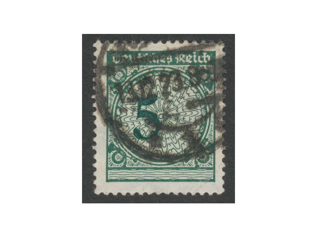 1923, 5Pf zelená, posun číslice 5, razítkované