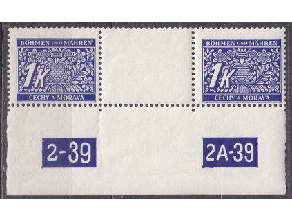 1K modrá, meziarší s DČ 2-39, Nr.DL9, **