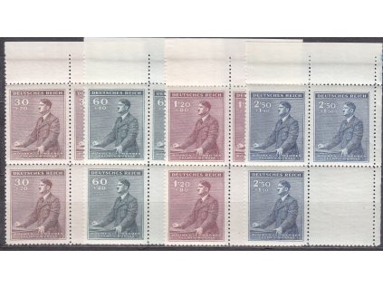 30h-2.50K Hitler, pravé horní roh. 4bloky, VK-4, Nr.74-7, **