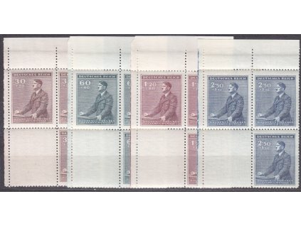 30h-2.50K Hitler, levé horní roh. 4bloky, VK-3, Nr.74-7, **