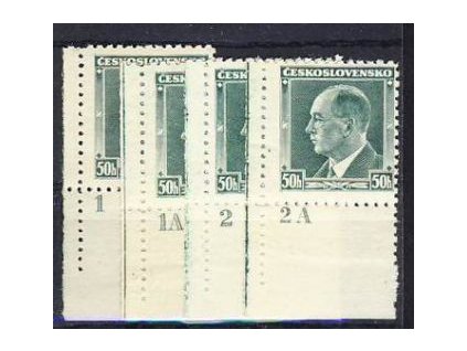 1937, 50h Beneš, 4 ks s DČ 1,1A,2,2A, Nr.314, **, ilustrační foto