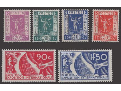 1936, 20C-1.50Fr Výstavní série, MiNr.328-333, * po nálepce