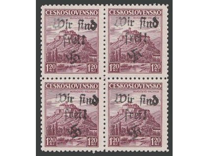 1.20 Kč Mukačevo, 4blok, přetisk Wir sind frei!, **