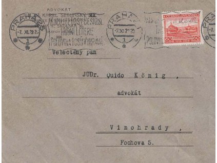 1929, Praha, Kupujte losy třídní loterie, propagační razítko