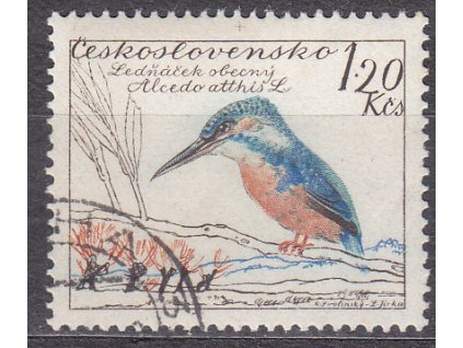1959, 1.20Kčs Ledňáček, II.typ, Nr.1084, razítkované, denní razítko, lep **