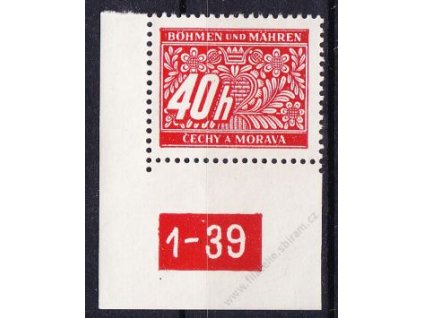 40h červená, levý roh. kus s DČ1-39, varianta Y, Nr.DL5, **