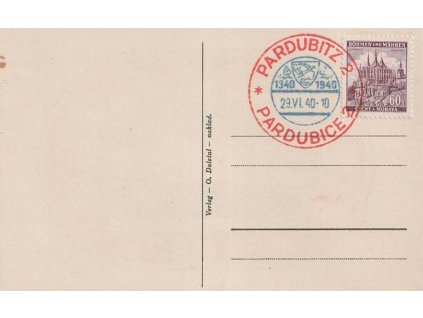 1940, Pardubice, Výročí města, propagační pohlednice