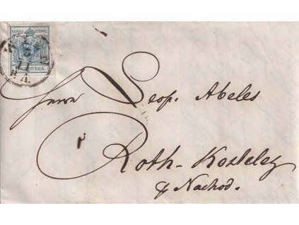 1853, DR Wien, skládaný dopis zasl. do Červeného Kostelce