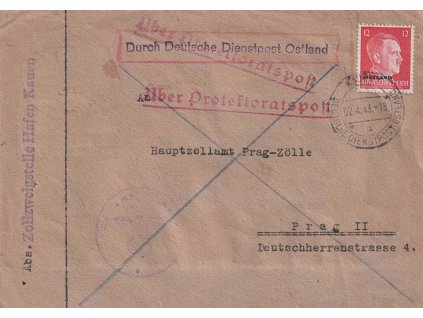 Ostland, 1943, DR Kauen, oboustranně použitá obálka