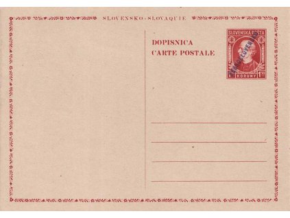 1945, CDV VI 1.50 Ks Hlinka s přetiskem ČESKOSLOVENSKO