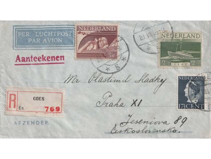 1946, DR Goes, R-let. dopis zaslaný do Prahy, stopy provozu