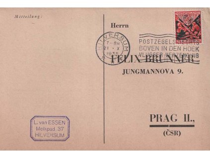 1935, DR Hilversum, firemní tiskopis zaslaný do Prahy