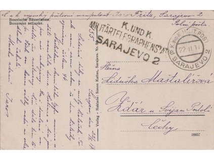 1917, DR Sarajevo, K.u.K.Militärtelegraphenstation, pohled