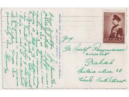1934, DR Sofia, pohlednice zaslaná do Prahy