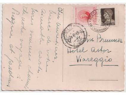 1938, DR Roccagrimalda, pohlednice zaslaná do Viareggio