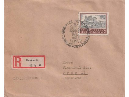 Generalgouwernement, 1943,Krakau, Vier hähre, R-dopis