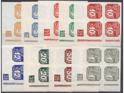 1939, 2h-1K série, pravé roh. 4bloky s DČ 39, bez rozlišení desek, Nr.NV1-9, **, ilustrační foto