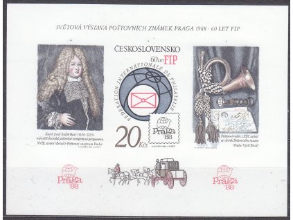 1986, nezoubkovaný aršík FIP se soutiskovými křížky nad zn., Nr.A2747B, **