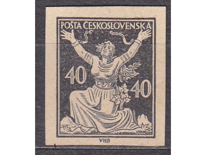 40h černá, nezoubk. ZT na nahnědlém kartonovém papíru, na rubu barevný, zk.Vrba, Nr.154, bez lepu