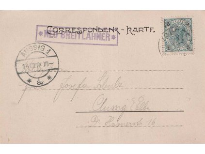 1904, Neu Breitlahner, poštovna, razítko, pohlednice, prošlé