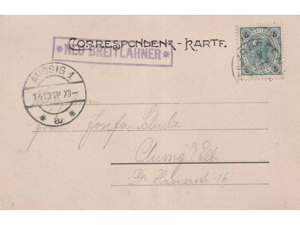 1904, Neu Breitlahner, poštovna, razítko, pohlednice, prošlé