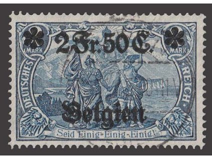 Belgien, 1914, 2F50C/2M modrá, MiNr.9, razítkované