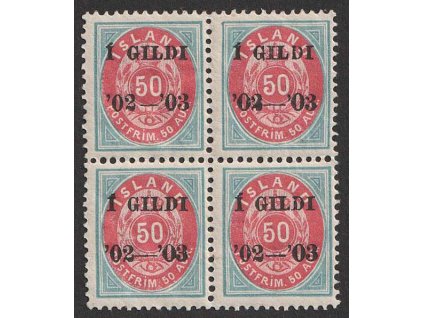 1902, 50 A modrá/růžová, 4blok, MiNr.33B, **