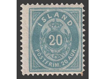 1882, 20 A modrá, MiNr.14Ba, * po nálepce, skvrnka