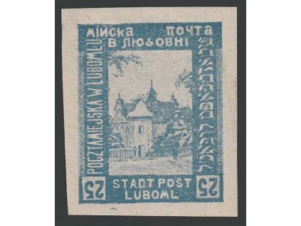 1918, Luboml, 25 H modrá, obrácenné číslice, Nr.IVF, těžší *