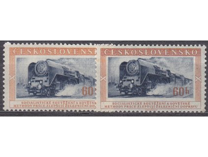 1953, 60h Lokomotiva, 2 ks - odstíny hnědé a modré barvy, Nr.766, **