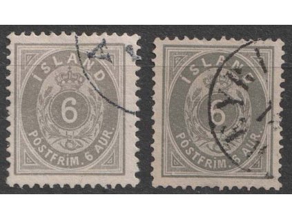 1876, 6 A šedá, různá zoubkování, MiNr.7A,7B, razítkované