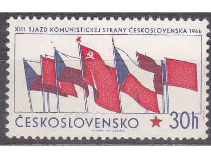 1966, 30h KSČ, DV na ZP 46 - skvrnka u 3 vlajky, Nr.1532, **