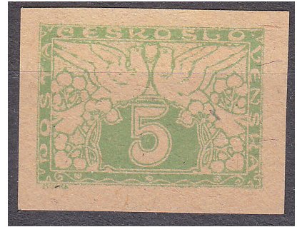 5h zelená, ZT na nahnědlém papíru, Nr.S2, bez lepu, ilustrační foto