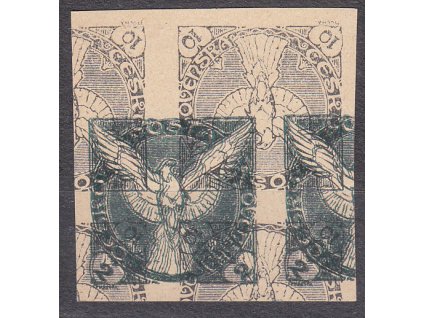 1918, 2 a 10h Sokol, ZT v soutisku v barvě černé a zelené na nahnědlém papíru bez lepu