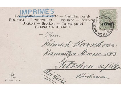 Levanta, 1909, DR Constantinople, pohled zaslaný do Čech