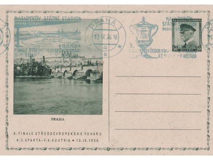 1936, Praha, Finále A.C.Sparta-F.K.Austria, obrazová dopisnice